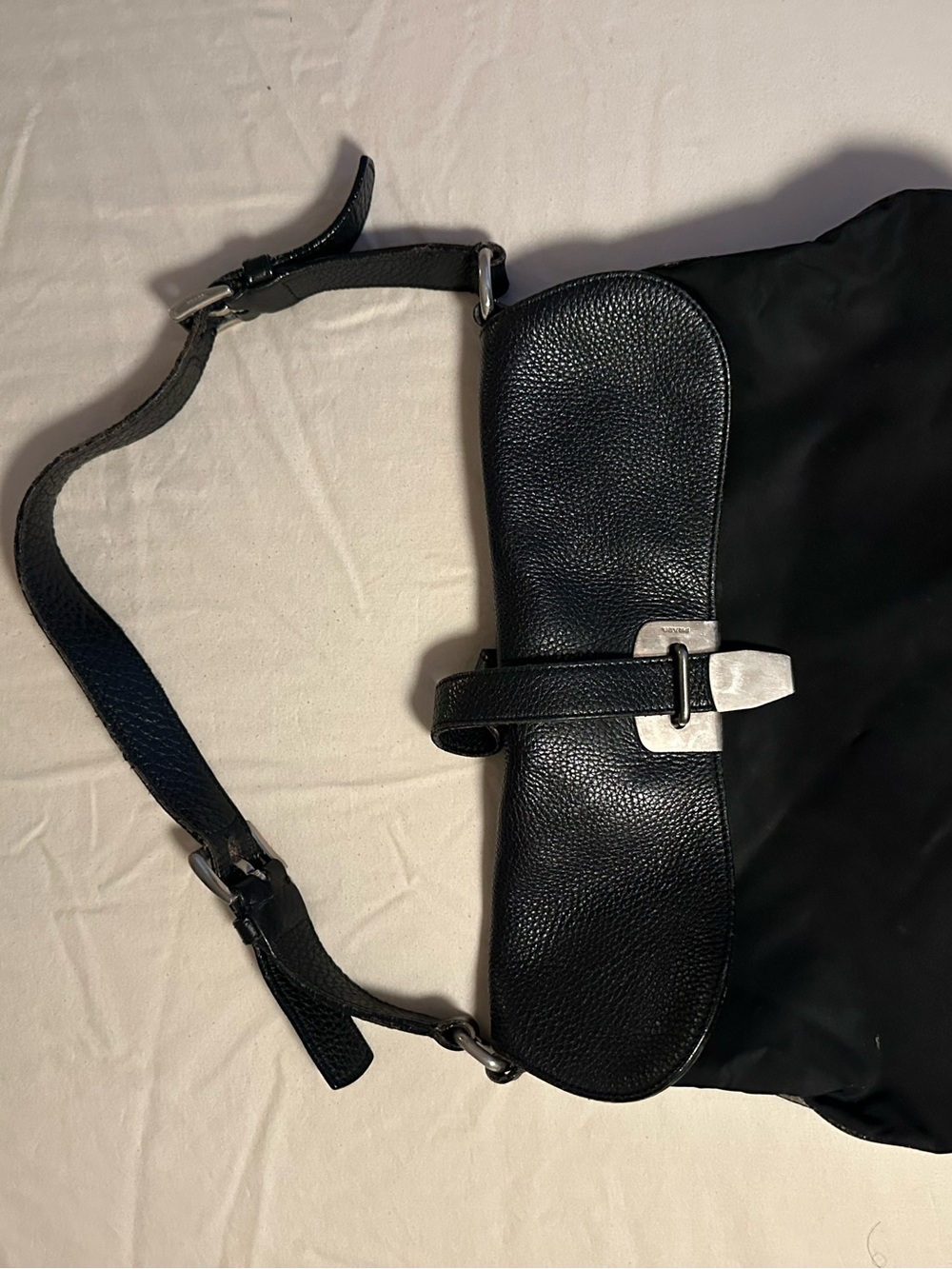 Prada Black Shoulder Bag with Leather Flap - Picture 13 of 15